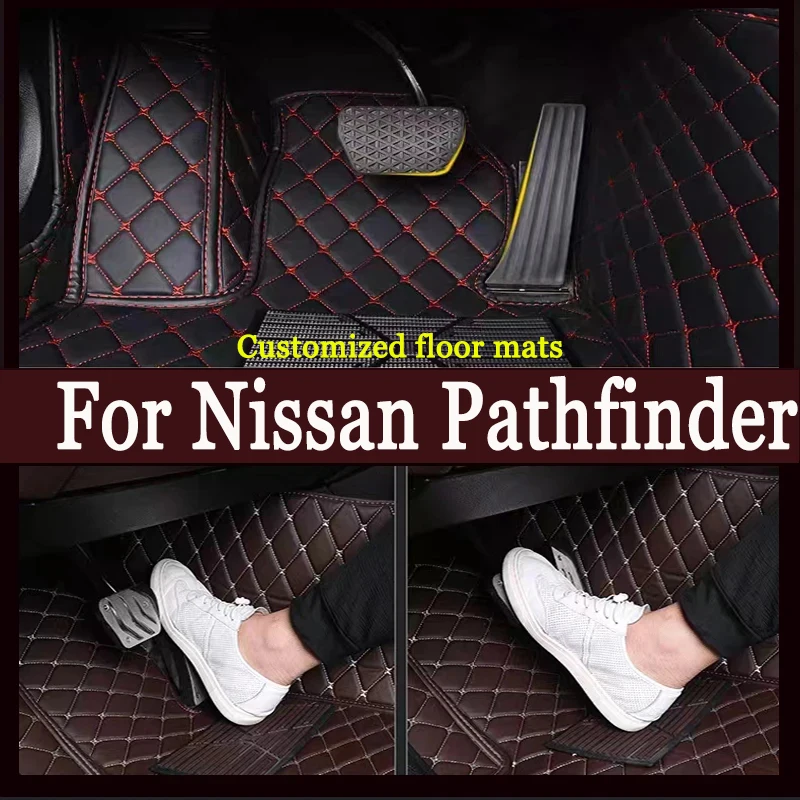 

Car Floor Mats For Nissan Pathfinder R52 7seat 2014~2020 Auto Anti-dirt Pad leather Mat Rugs Pad Interior Parts Car Accessories