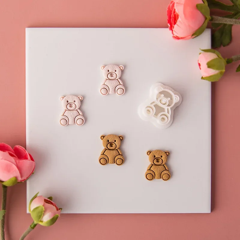 Cartoon Bear Polymer Clay Cutter Cute Bear Earring Soft Pottery Clay Molds DIY Earring Jewelry Pendant Making Clay Cutting Tools