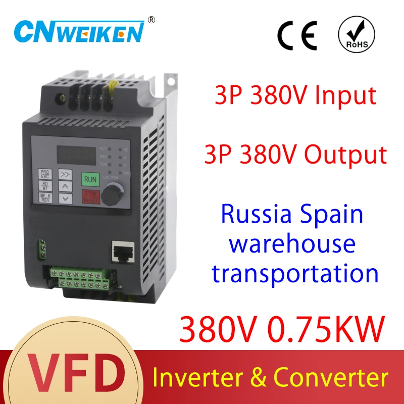 

0.75KW-11KW VFD Inverter AC 380V 3HP Variable Frequency Drive 3 Phase Input 3 Phase Output for Spindle Motor CNC Machine