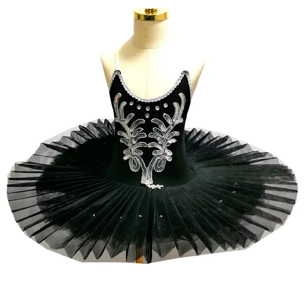 สีดําบัลเล่ต์ Tutu กระโปรงเด็ก Swan Lake เครื่องแต่งกายเด็ก Belly Dance เสื้อผ้า STAGE Performance Dress