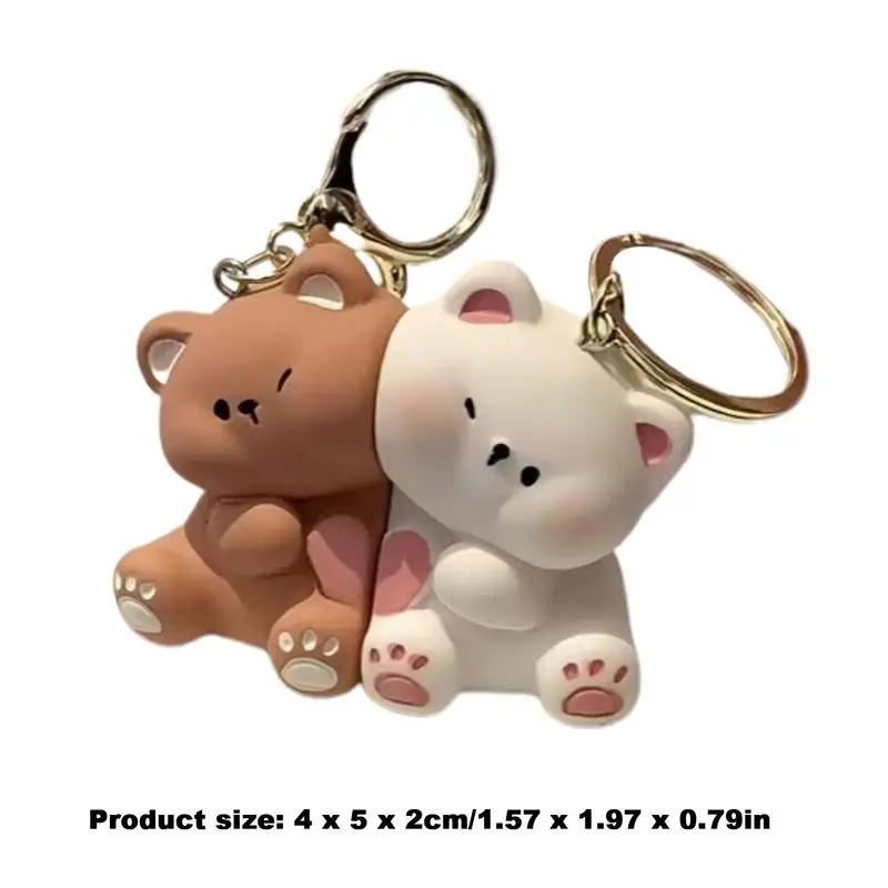 2pcs Car Key Ring Bag Charm Magnetic Keychain Bear Pendant Bear Couples Keychain Key Chain Animal Keychain for Purses Bags Key