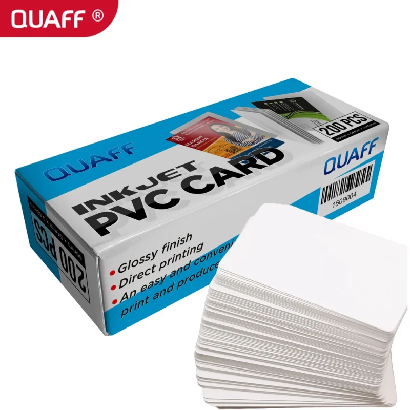 

200pcs QUAFF Blank PVC Cards 86*54 mm 200 sheets White Plastic ID Badge Business Cards Fit ID Badge for inkjet Printers L8050 L8