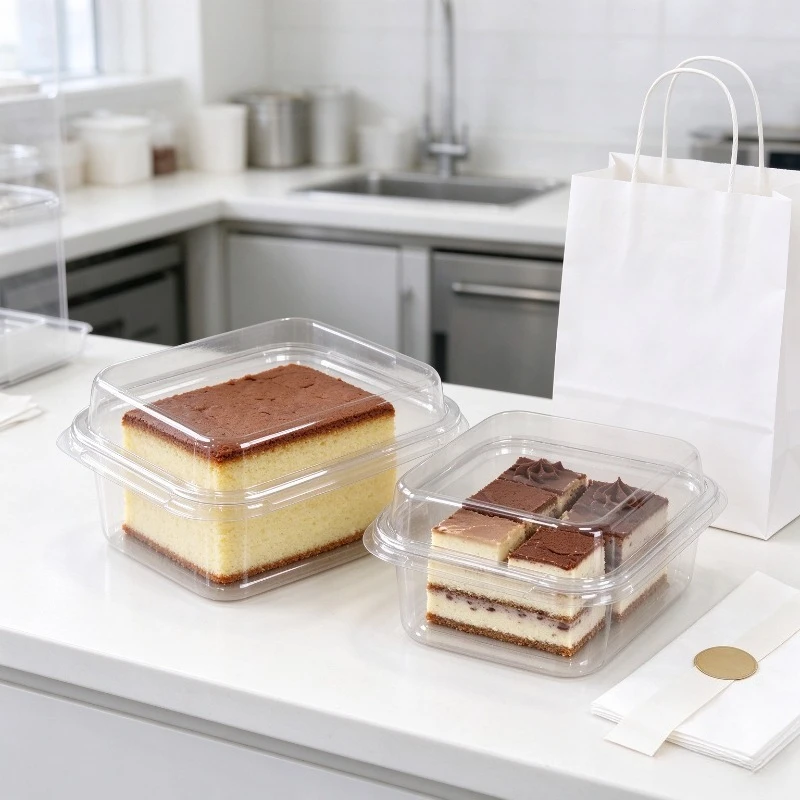 30PCS Disposable Square Plastic Cake Box with Lid Dessert Container Mousse Storage Birthday Party Bakery Restaurant Packaging