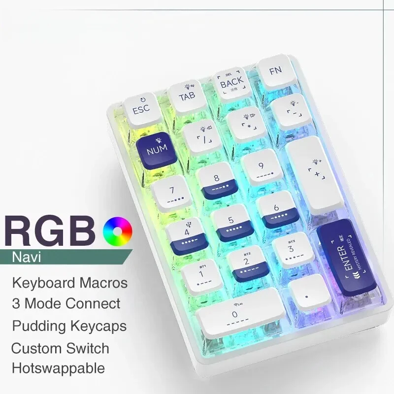 

Z Mechanical Keypad Bluetooth Number Pad 21 Key Transparent Numpad Gaming Keyboard