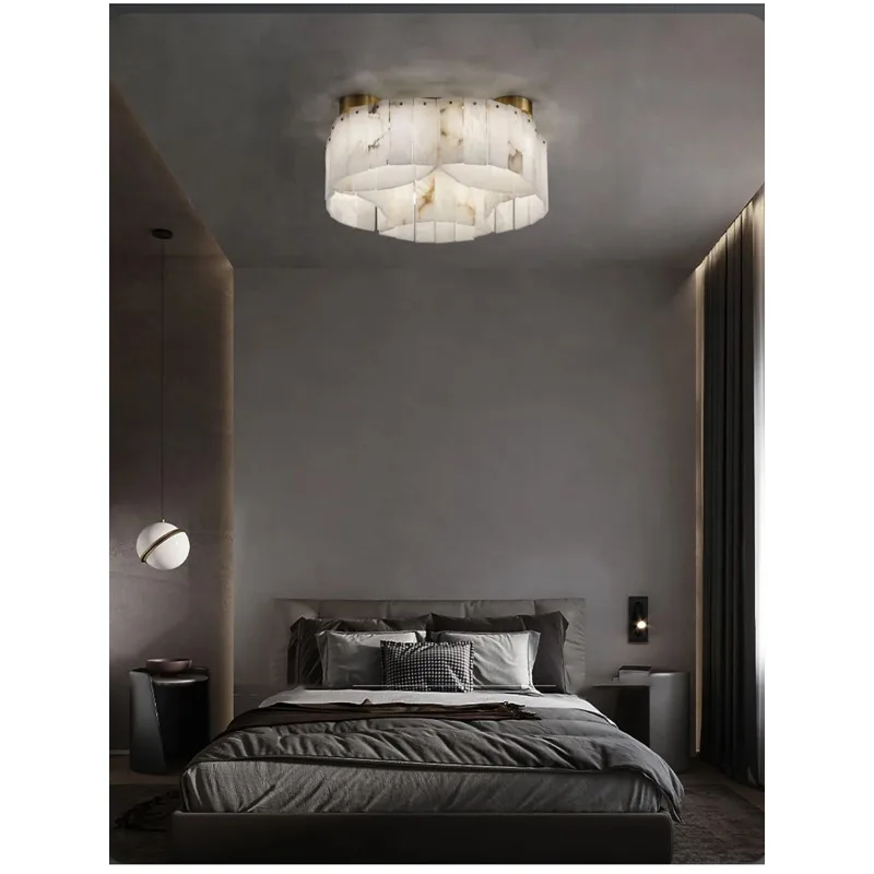 Modern Light Luxury Natural Marble Ceiling Pendant Lamps Home Decor Appliance Hanging Lamps Brushed Matte Gold Lighting