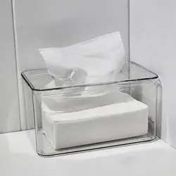 Transparent Tissue Box Square Clear Acrylic Tissue Box Holder for Toilet Home Office Towel Napkin Paper Dispenser Tissue Holder