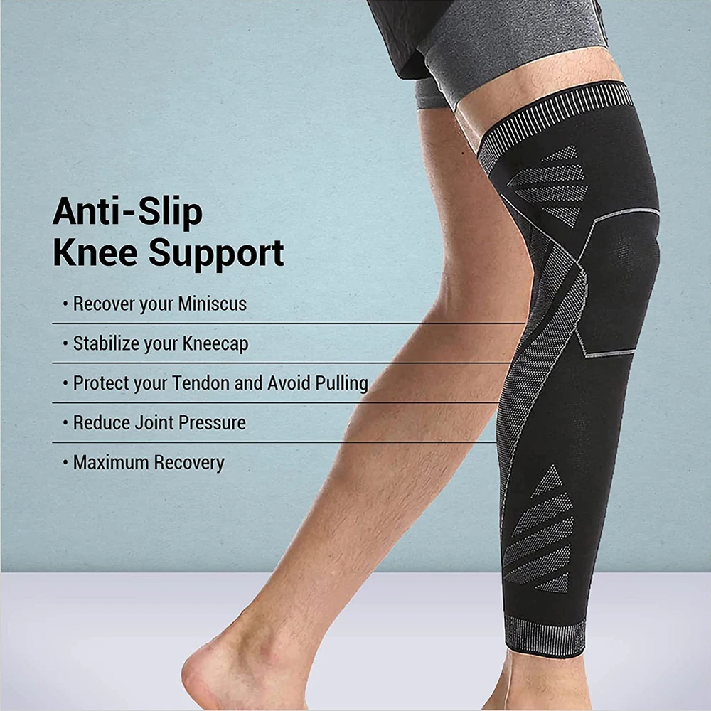 Sport Full Leg Compression Sleeves Knee Braces Support Protector for Weightlifting Arthritis Joint Pain Relief Muscle Tear