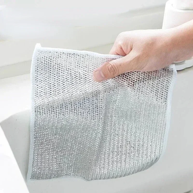 Rust Removal Cleaning Cloth Kitchen Magic Dishwashing Towel Metal Steel Wire Cleaning Rag Microwave Stove Clean Tools Dish Cloth