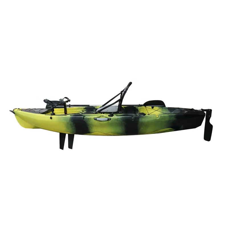 Kayak da pesca a sedile singolo con pedale con patta da 10 piedi, in plastica dura, per sedersi sulla parte superiore del kayak con pedale per barca