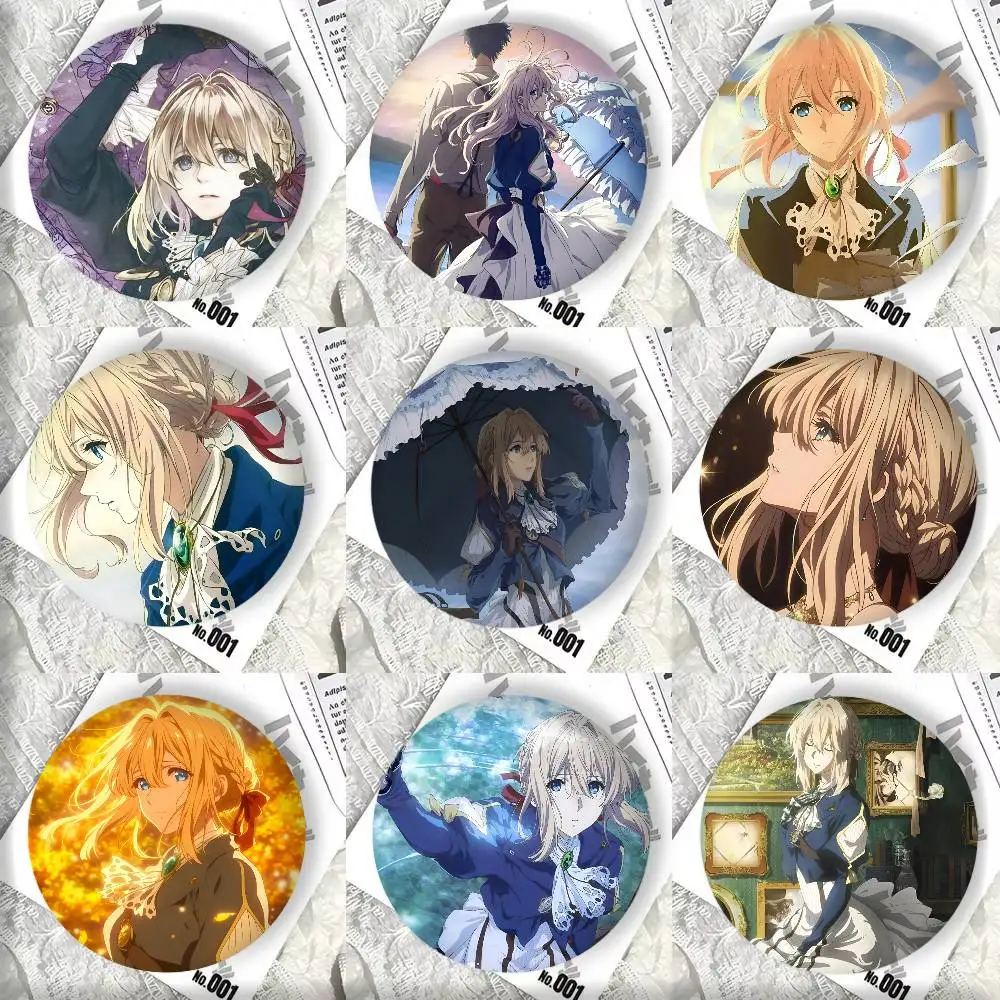 Classic Anime V-Violet E-Evergarden Manga Badges 25 32 44 58 75 mm Round Cosplay Pin Bag Decor Fans Collect Friends Gifts Brooch