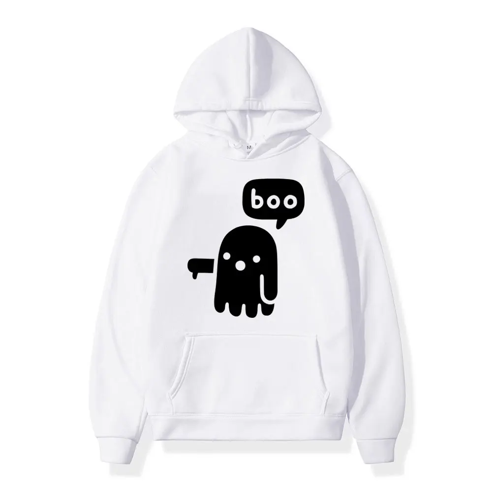 Funny Boo Ghost Printing Hoodie Men's Women High Quality Fleece Hoodies Casual Fashion Oversized Hooded Sweatshirts Streetwear