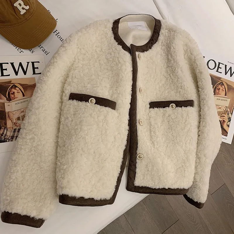 Women Casual Fashion Lamb Faux Fur Overcoat Fluffy Cozy Loose Outerwear Female Winter Thicken Warm Teddy Fur Jacket