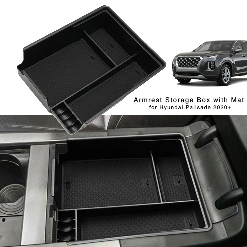 

Органайзер, ящик для хранения, подлокотник, кошелек, консоль для Hyundai Palisade, нескользящий коврик 1x2020 2021, центральный АБС-пластик