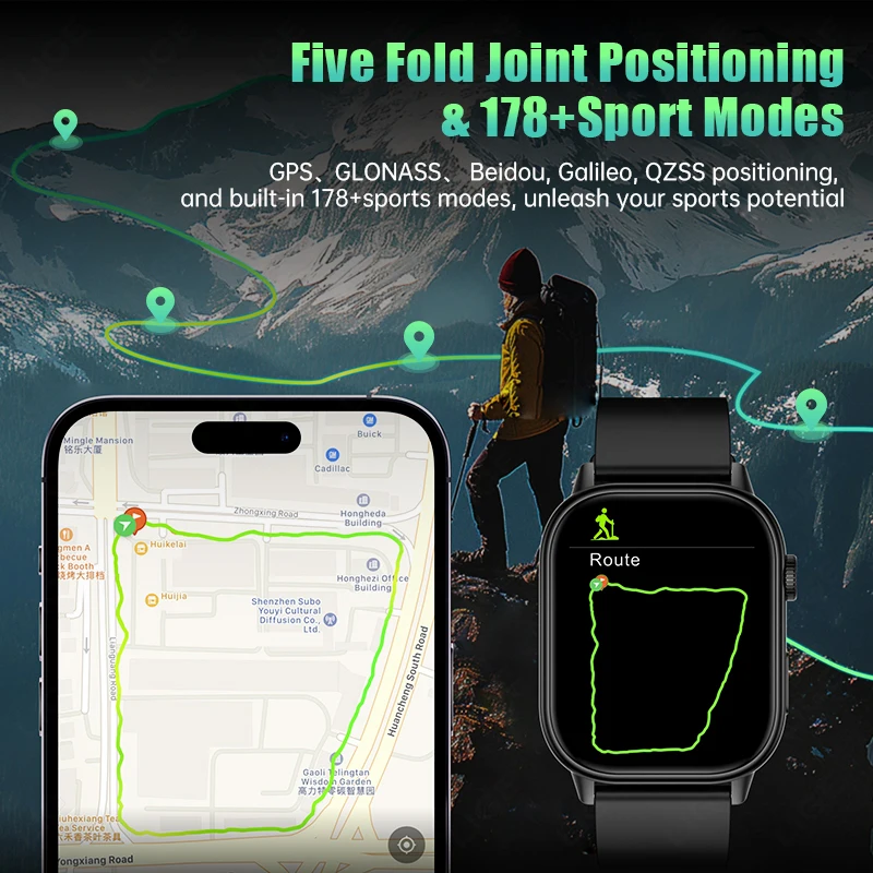 LUIK Smart Horloge Hartslag Draadloos Oproep GPS Kompas 2.01''Screen IP68 Waterdichte Muziek Controle Mannen Slimme horloges Android lOS