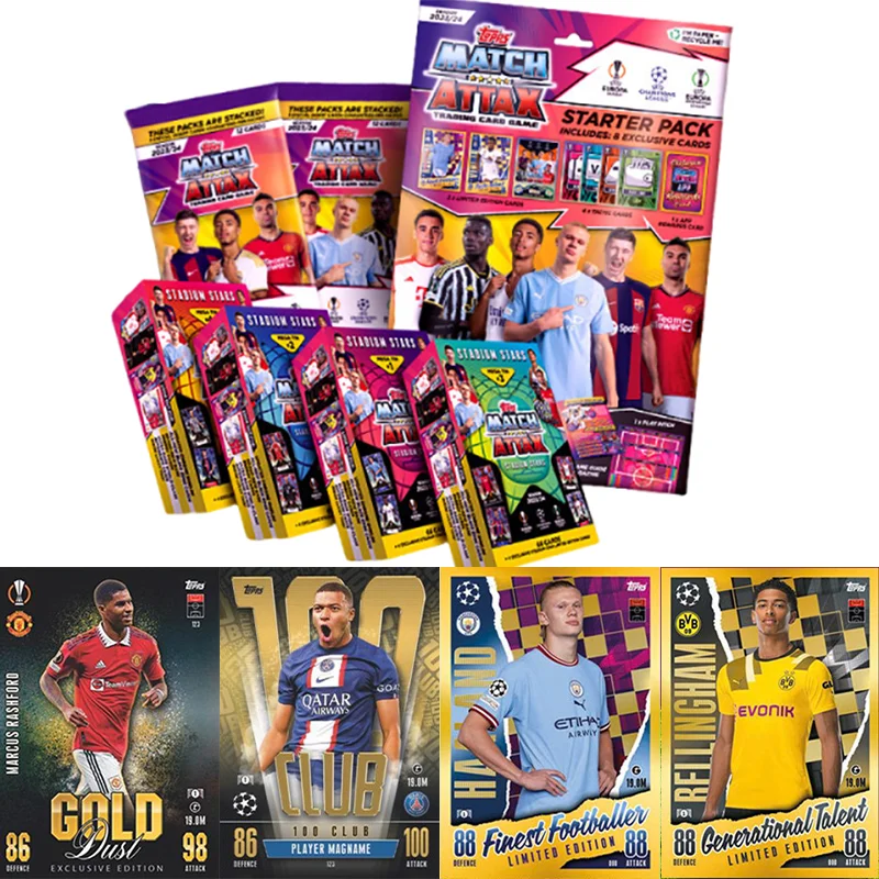 Caja de Cartas Coleccionables de Fútbol Topps Match Attax UEFA Champions League 2023-24, Cartas Oficiales de Estrellas del Fútbol