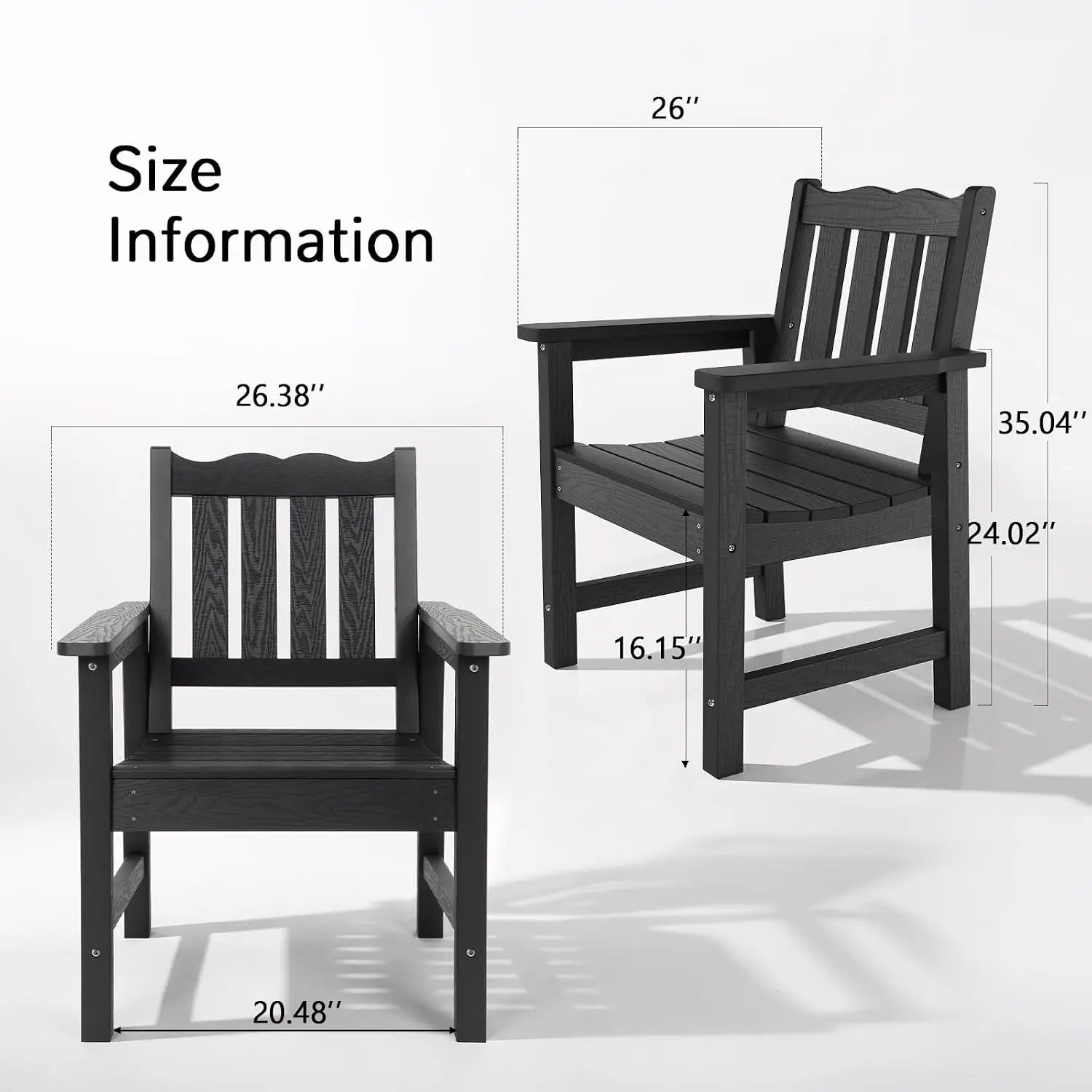All-Weather Outdoor Chairs, Patio Dining Chair with Curved Backrest, 400 lbs Support Patio Chair, Black, Customized