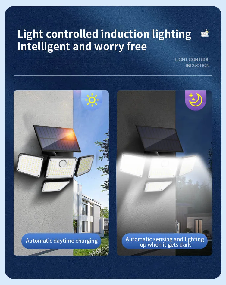 223LED Solar Wall Lamp Outdoor Waterproof Street Lamp Human Body Sensing Road Lighting Courtyard Light