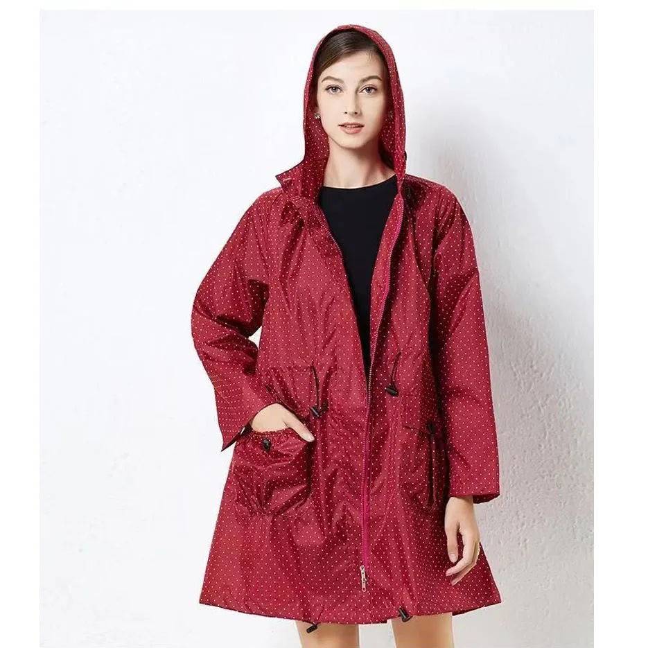 Fashion Women Hiking Raincoat Laydies Dress Style Lightweight Biker Rain Coat Ponch Waterproof Men Rainwear Windproof Jacket