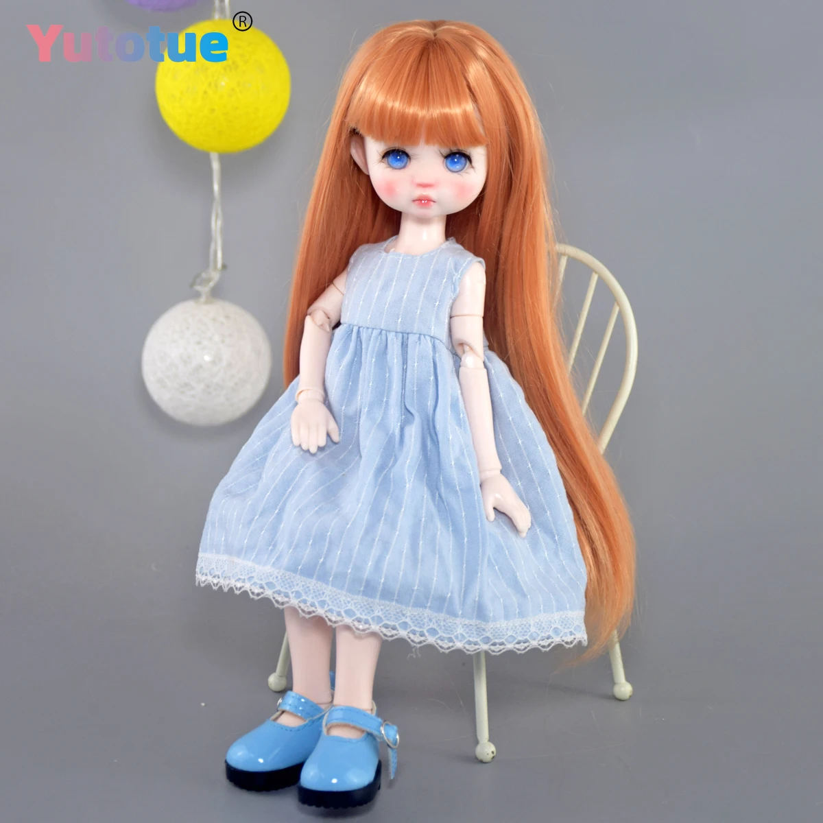 YUTOTUE 12 pollici di altezza carino occhi azzurri ragazza bambola con scarpe eleganti parrucche per capelli lisci set completo giocattolo BJD
