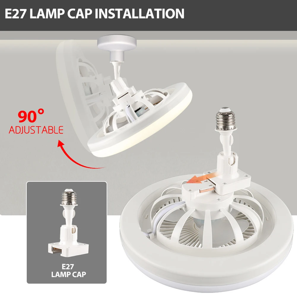 2 In 1 Silent Ceiling Fan Light with Remote Control Electric Cordless Fan Dimming Three Color Light for Home Living Room Bedroom