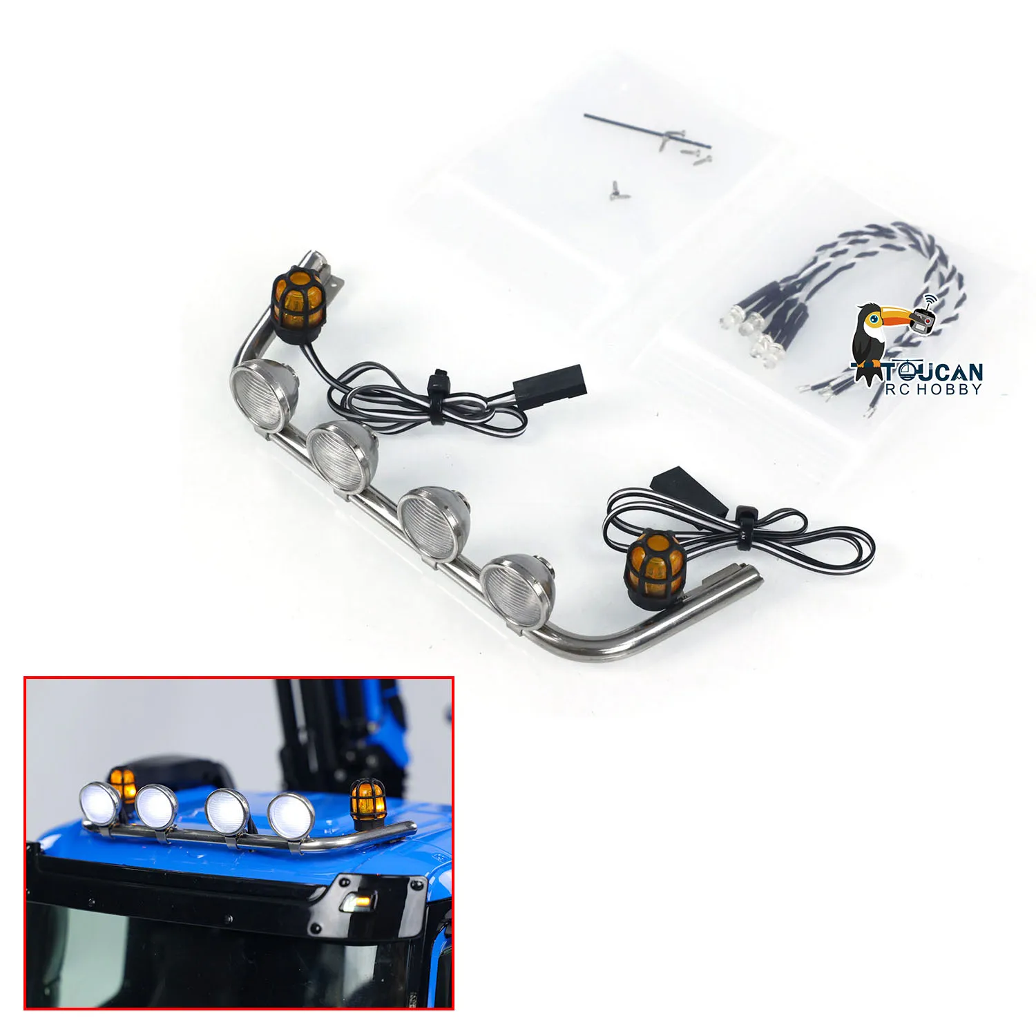 

A Pair Of Cabin Roof Spot Light Bar Lamp LED Rotating Light for 1/14 Scale RC Tractor Truck K3363 Cars Toy Model TH23874