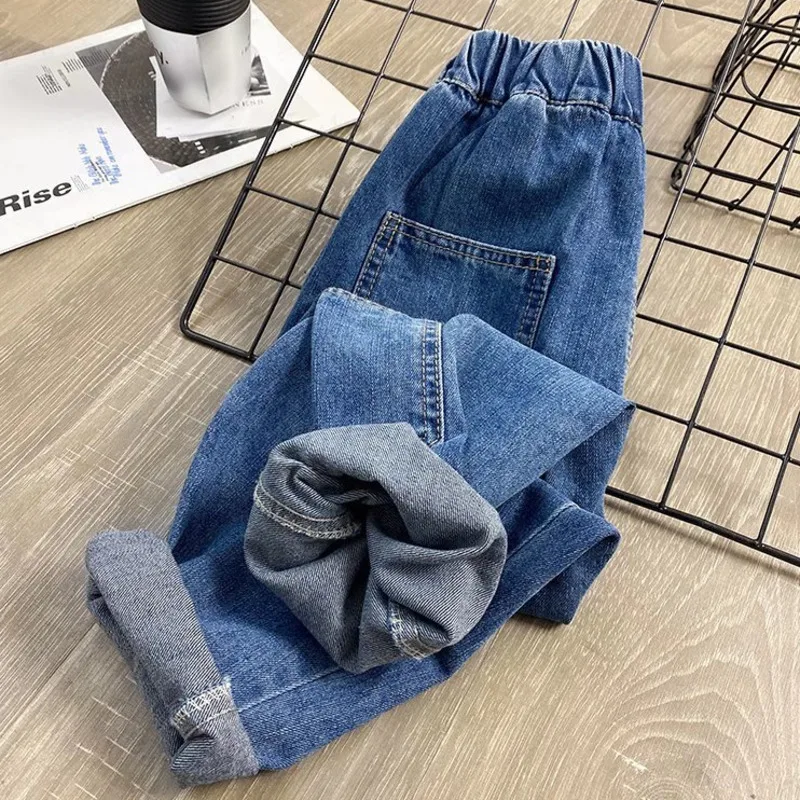 New Boys Girls Cool Jeans Spring And Autumn Trousers  Korea Style Concise Casual Loose Pants Children\'s Clothing Summer Pants