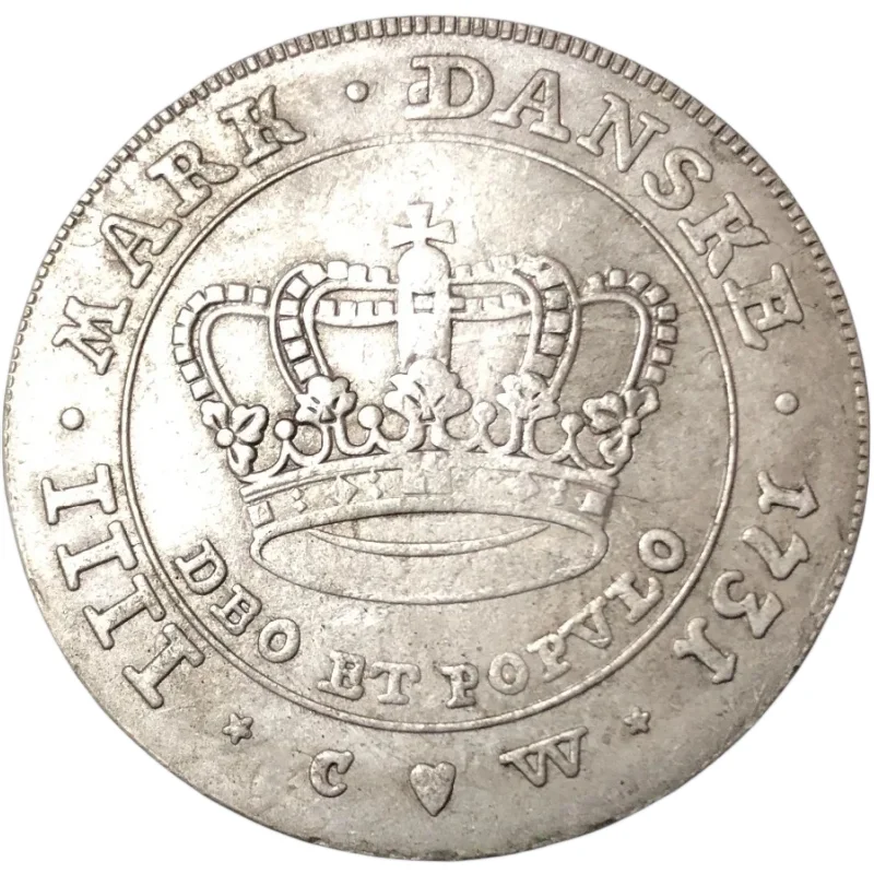 1731 Denmark 4 Mark Dansk  Silver Copy Coin