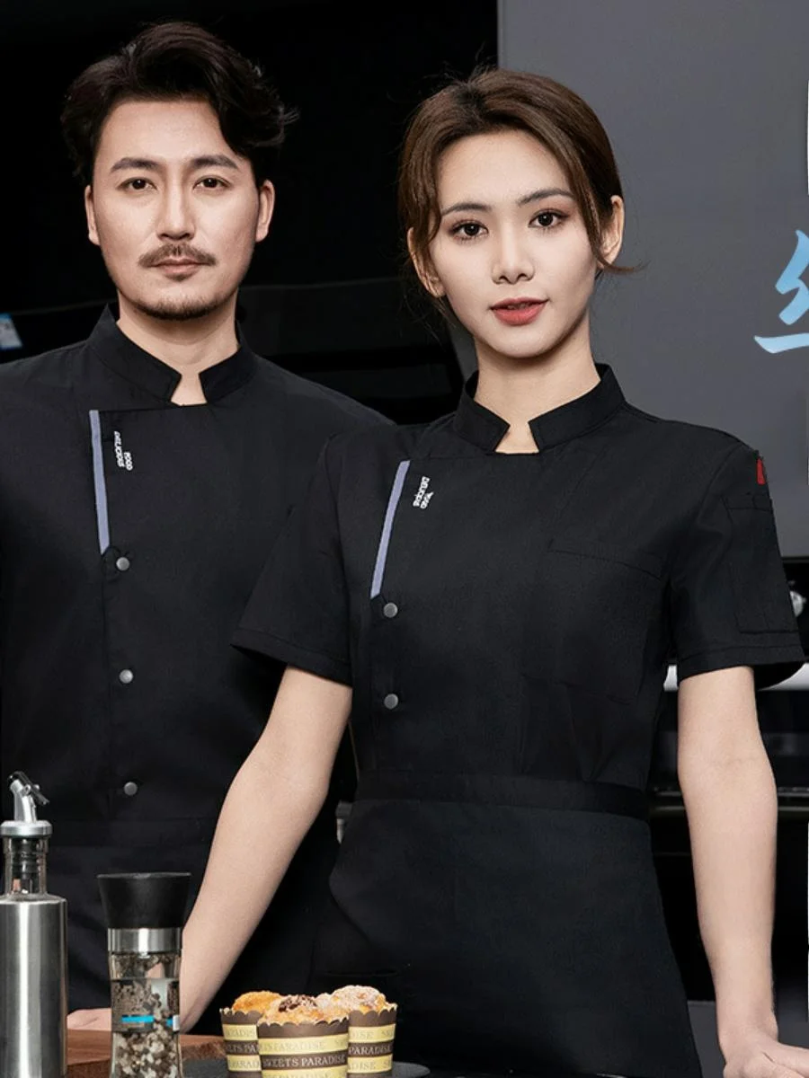 

Men's ort Sve Chef Work orm Breathable Me Summer Workwear Women's Restaurant Hotel Kitchen Ceteria Chinese Cuisine