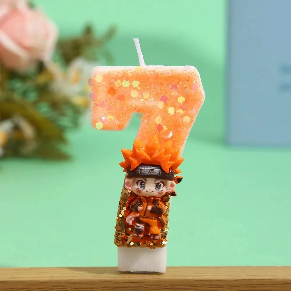 2026 ثلاثية الأبعاد ناروتو الشموع أنيمي موضوع 0-9 عدد الشموع استحمام الطفل كعكة المكونات في الاطفال كعكة عيد ميلاد الديكور هدية لوازم #1