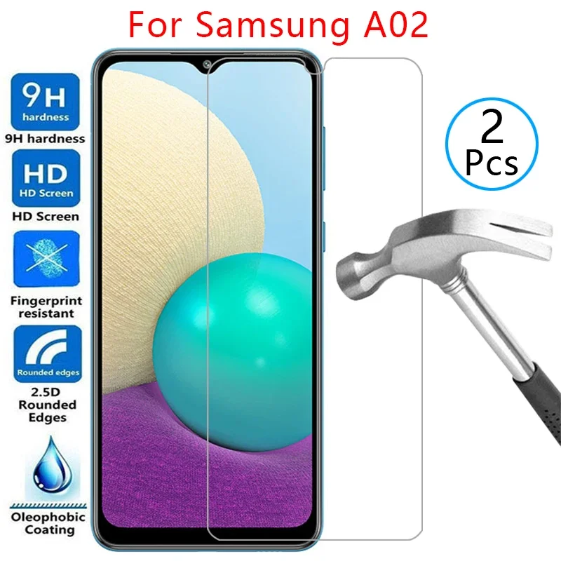 Para 2 piezas, funda de vidrio templado F para Samsung A02, funda para teléfono Galaxy a 02 02a, funda protectora Samsun Samsumg S