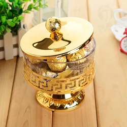 Kitchen Tea Caddy Chocolate Organizer Tray Wedding Home Banquet Decor Royal Candy Jar with Lid Metal Acrylic Storage Box