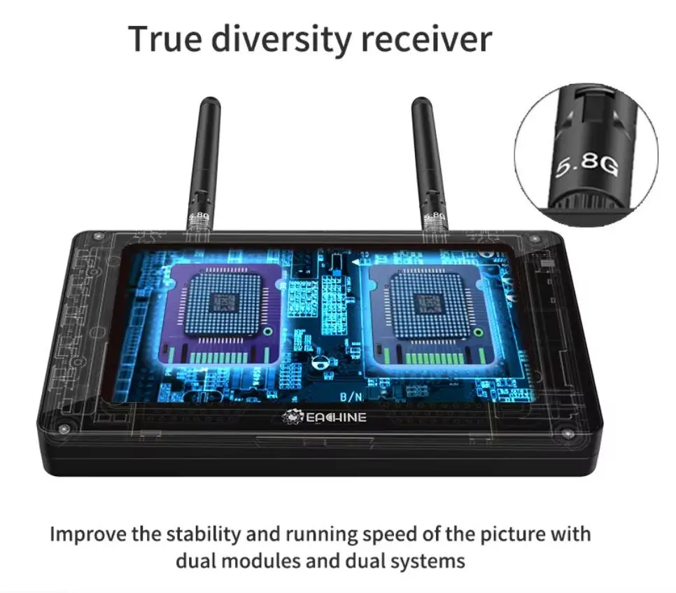 

5 Inch FPV Monitor 5.8G 40CH Diversity Receiver 1000Lux Built-in 4000mAh Battery For Drone Racing And Aerial Photography