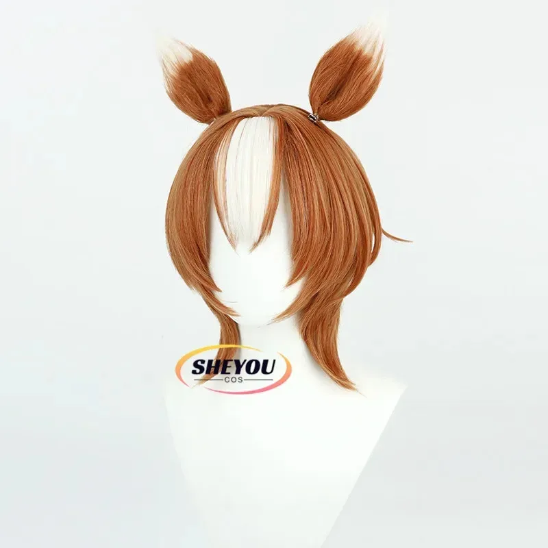 

aa69Anime Umamusume Pretty Derby Yaeno Muteki Косплей Короткие термостойкие синтетические волосы Парики для Хэллоуина + Кепка для парика