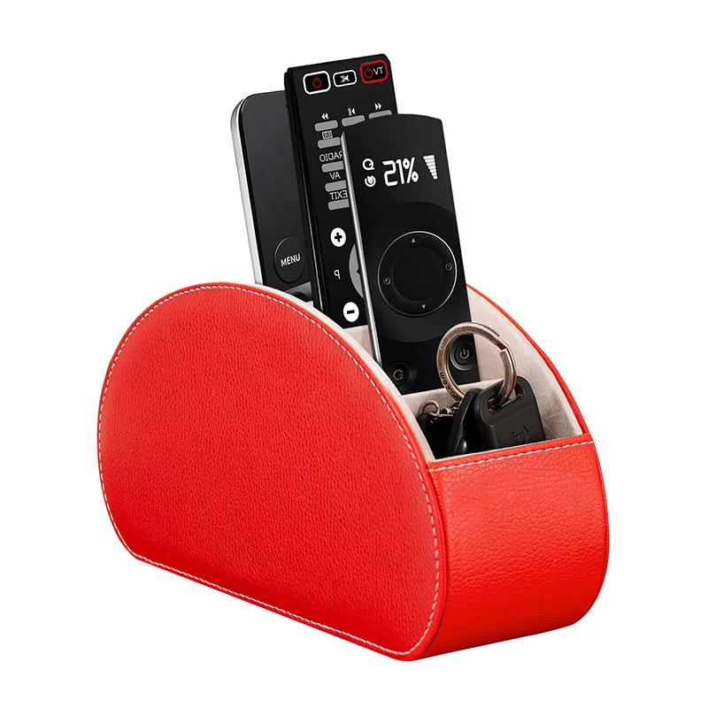 5 Grid Luxurious Pu Leather Organizer Remote Control Phone and TV Holder Desk Storage Box Cosmetics Brush Home Storage Holder