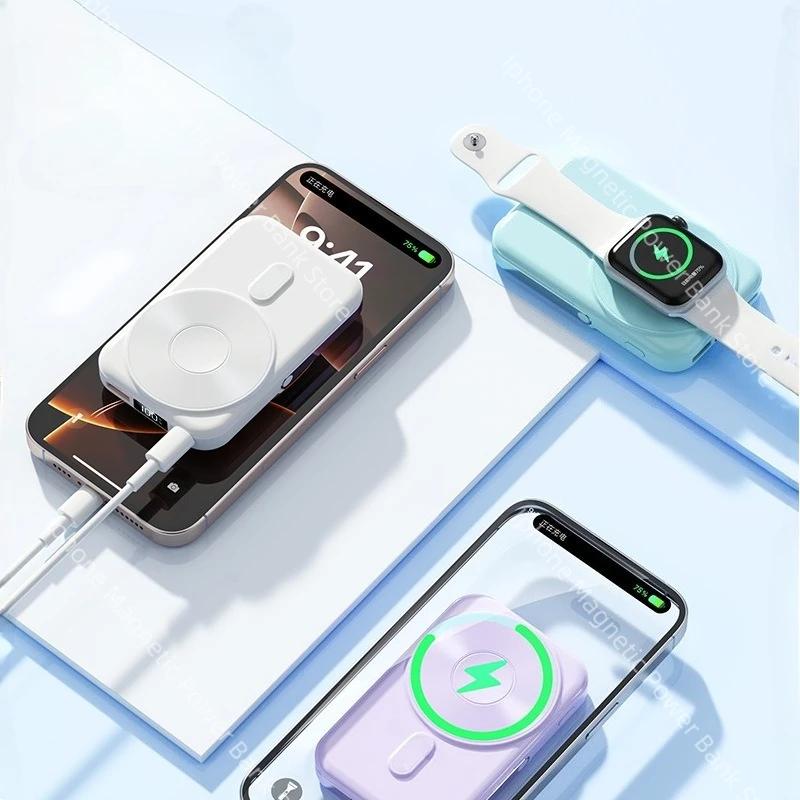 

Совершенно новая беспроводная зарядка 20000 мАч, 15 Вт, проводная зарядка, компактная и простая для переноски с защитой безопасности, портативный внешний аккумулятор