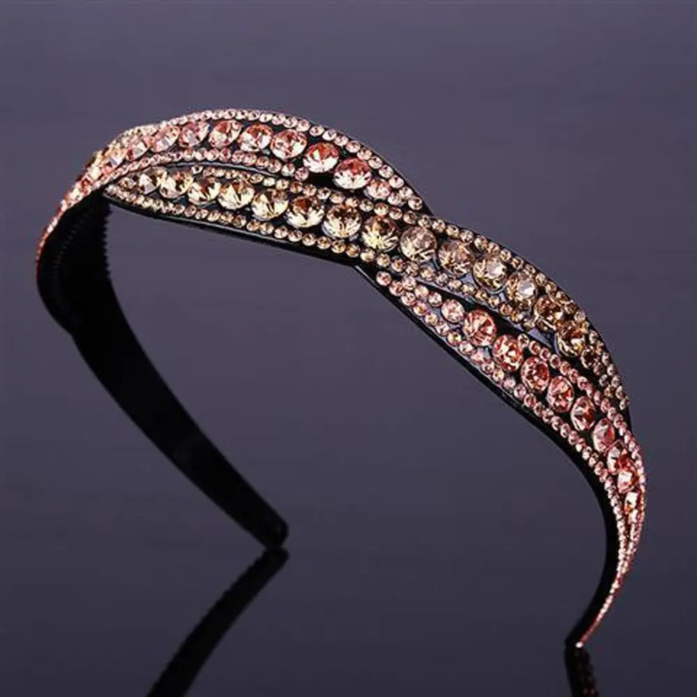 New Non-slip Luxury Rhinestone Headband Hairbands For Women Shinny Crystal Headwear Hair Hoop Ladies Hair Accessories