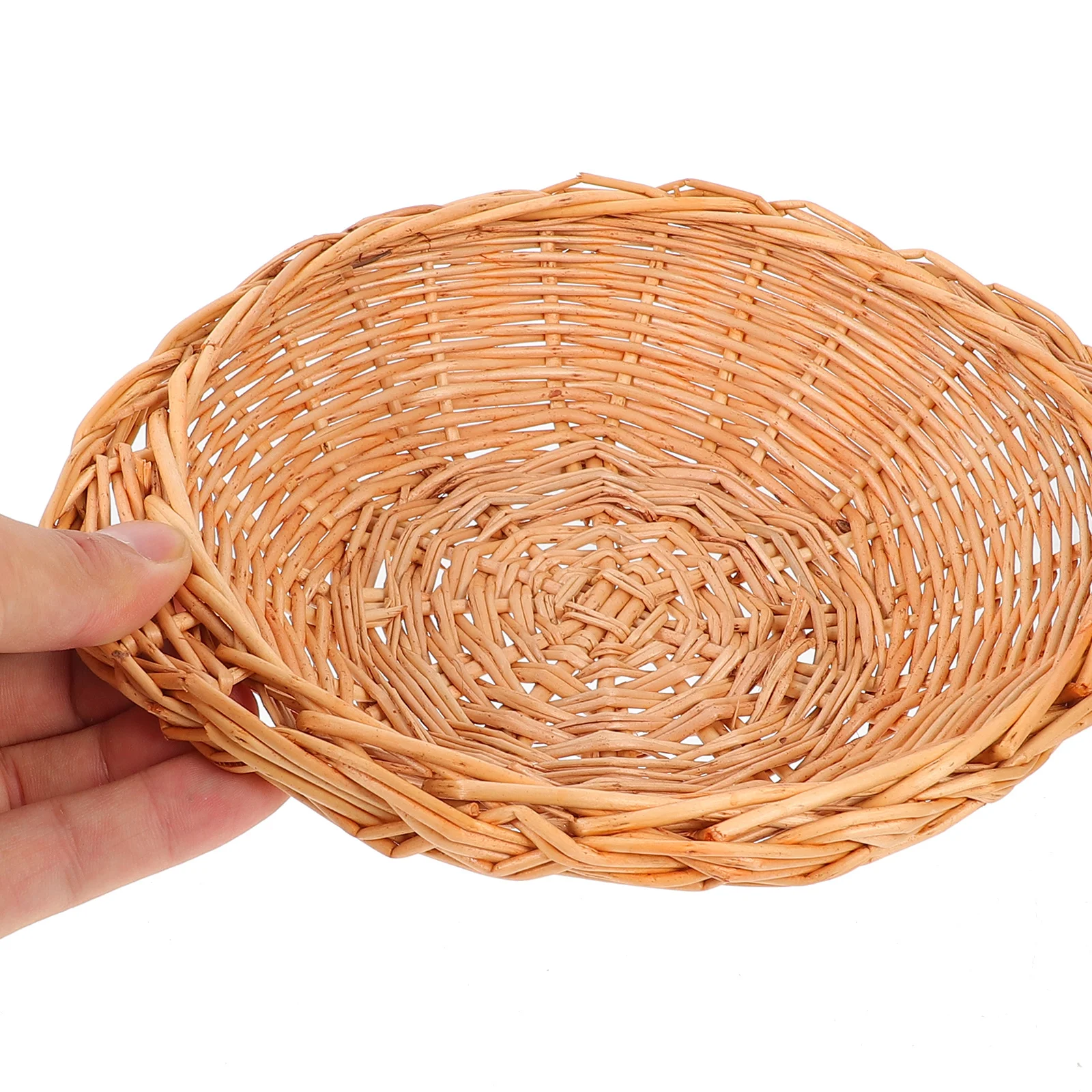 

Wicker Woven Basket Natural Double Handle Bread Fruit Storage Container Kitchen Sundries Holder Home Decor Tray