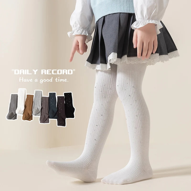 Sweet Kids Girls Spring Autumn Fine Vertical Stripe Shimmer Starry Sky Pantyhose Anti‑Pilling Stretchy Comfort Princess Leggings