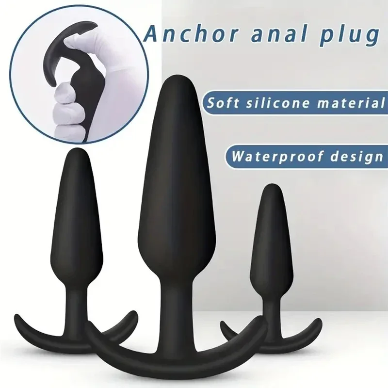 T-shaped 3 sizes soft silicone butt plug stimulator sex toys for men/women prostate massager Anal Trainer