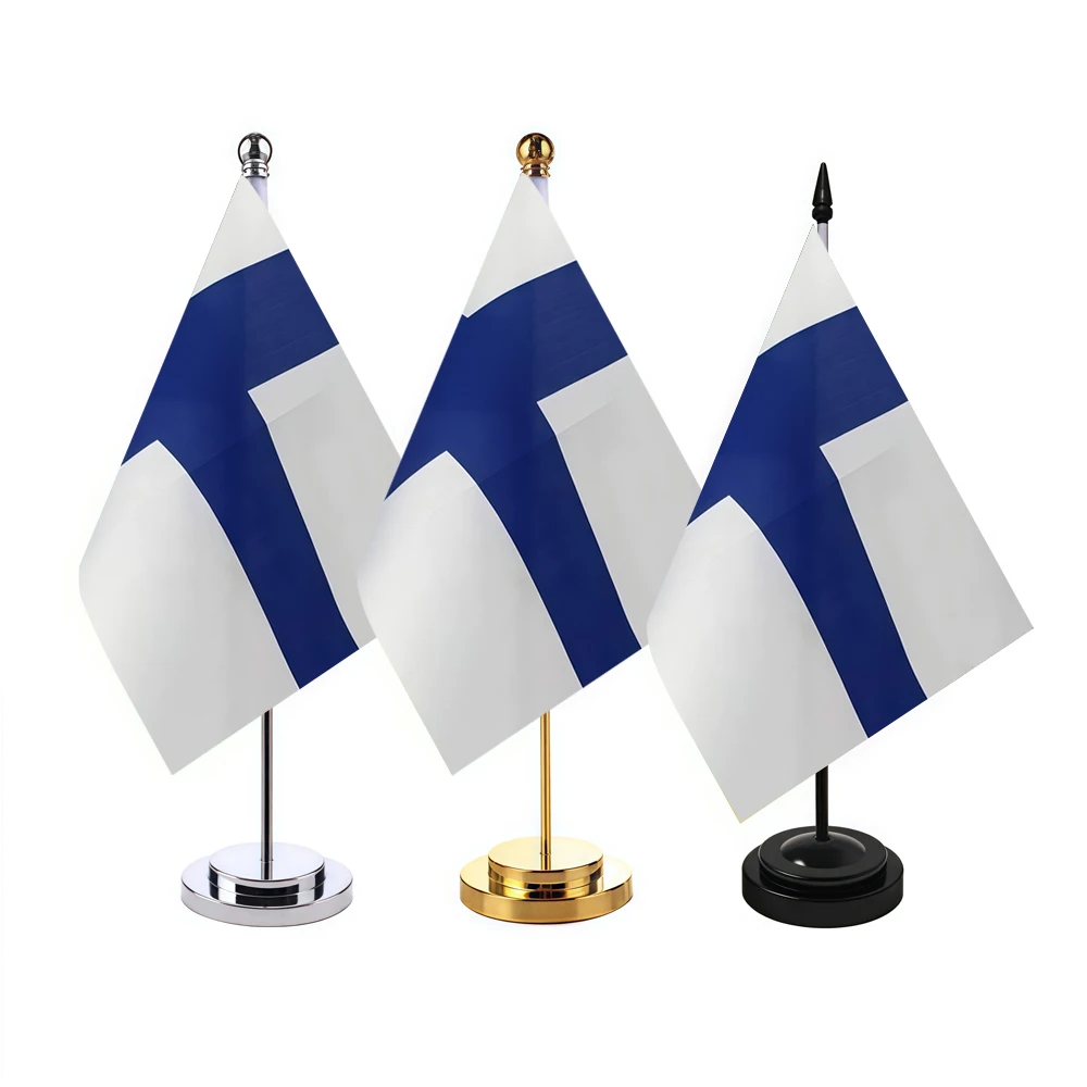 CYPOMELO Desktop Flag Finland Flag 14x21cm Finland Small Desktop Decorative Flag (with flagpole)
