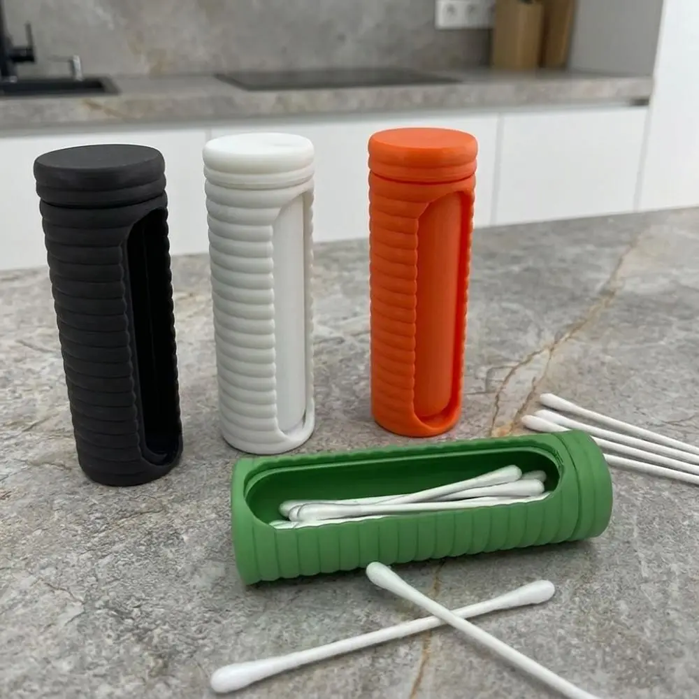 Multi-functional 3D Printed Cotton Swabs Storage Box Plastic Dust-proof Toothpicks Storage Box Rotatable Swab Holder for Home