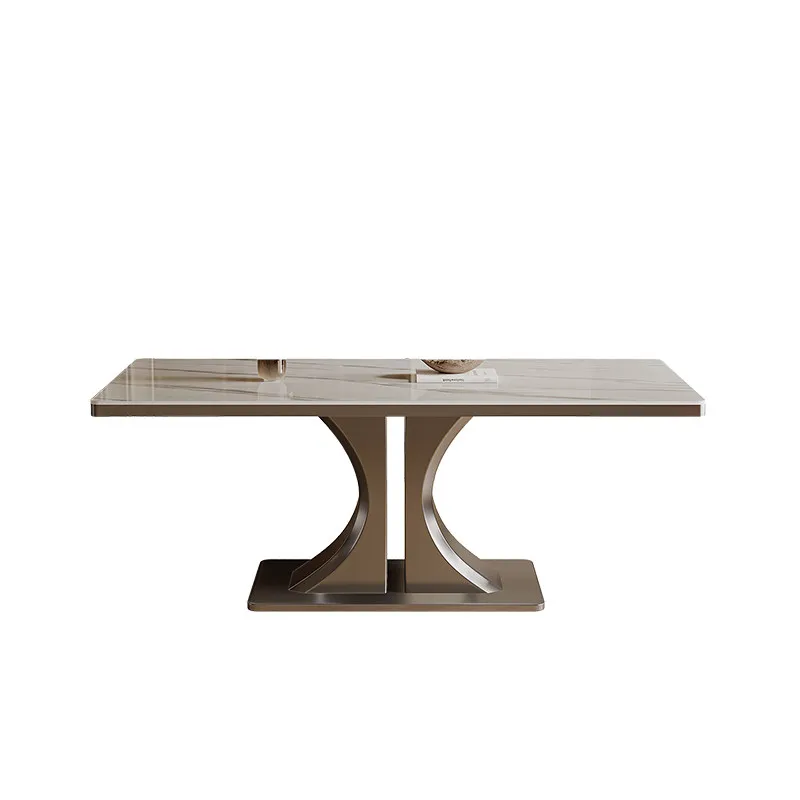 #Modern Simple Rectangular Light Luxury Rock Slab Small Apartment Dining Table Luxury Kitchen Table Unique Dining Furniture