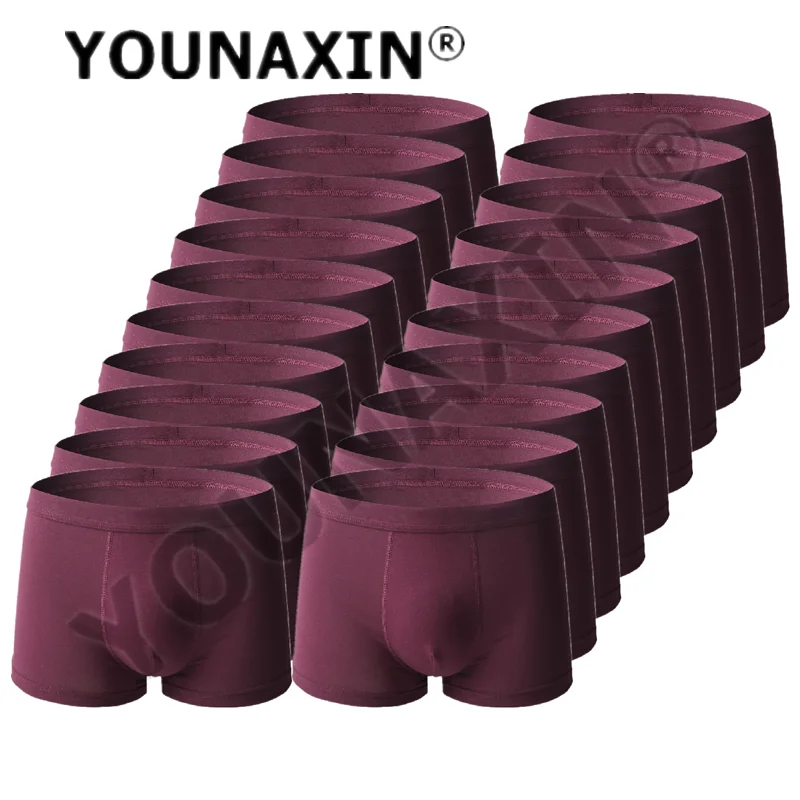 

YOUNAXIN 20 Pieces Men's Underwear Plus Big Underpants Cotton Large Size Undies Solid Boxer Shorts L XL 2XL 3XL 4XL 5XL 6XL