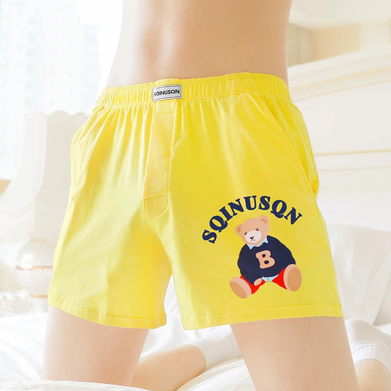 Мужское нижнее белье с принтом медведя — 95% хлопок, 5% спандекс, свободные брюки Aro, шорты для дома на открытом воздухе