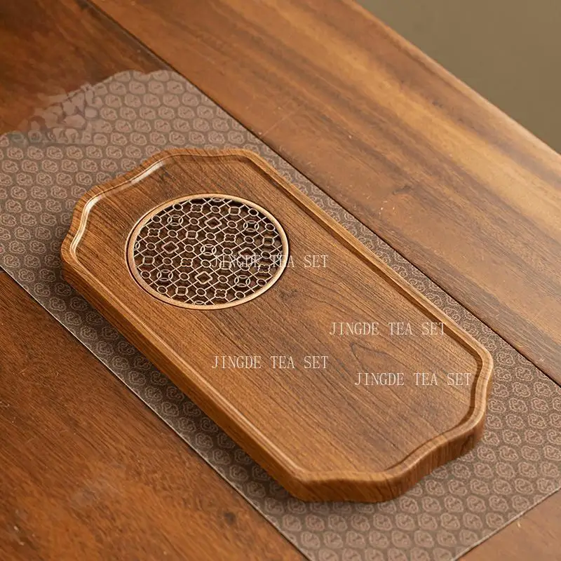 30*15*2cm Walnut Chinese Style Tray High End Household Tea Tray Solid Wood Small Grid Dry Foam Table Vintage Tea Mat