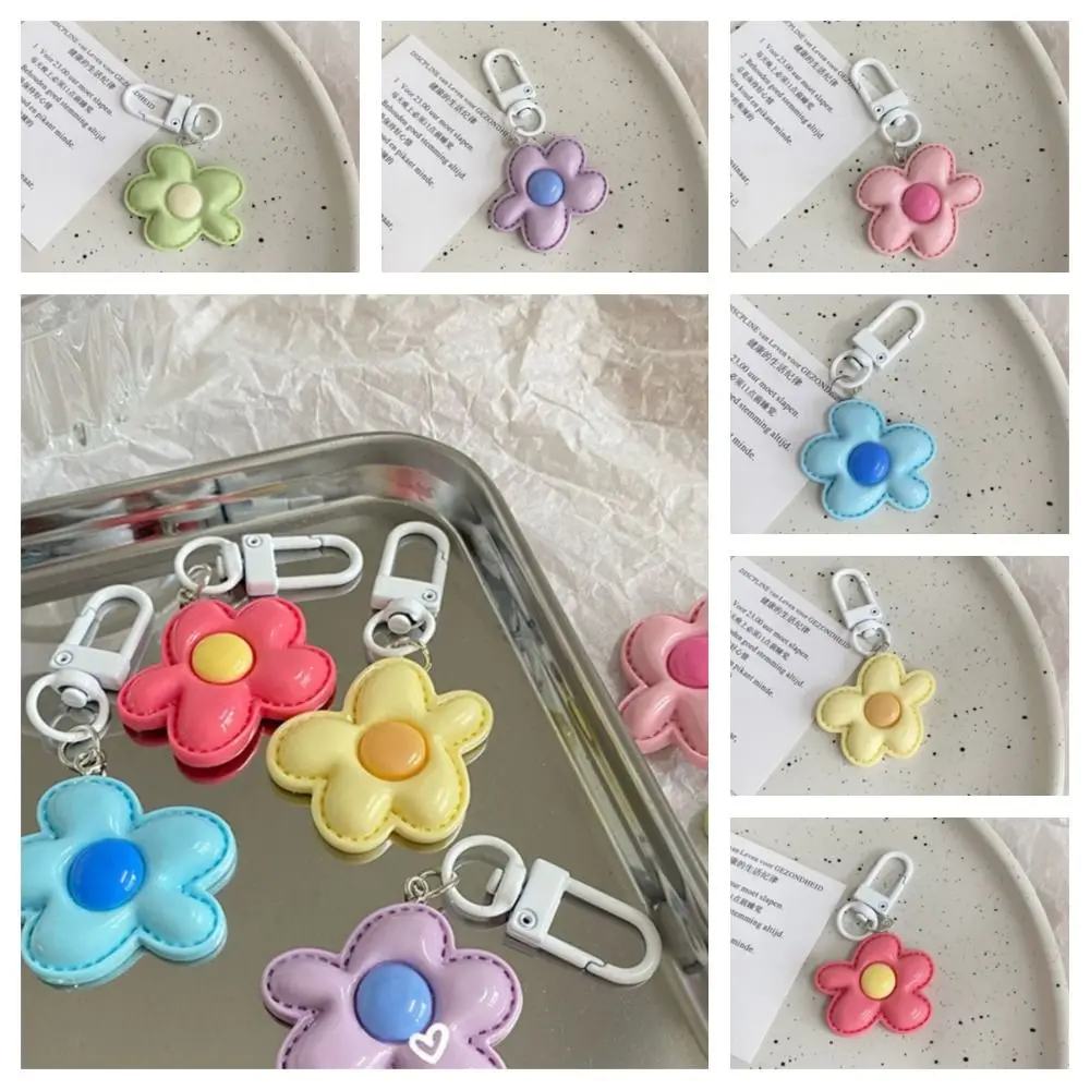 Fashion Korean Style Flower Keychain Cute Mini Resin Floral Keyring Colorful Kawaii Bloom Pendant Bag Hanging