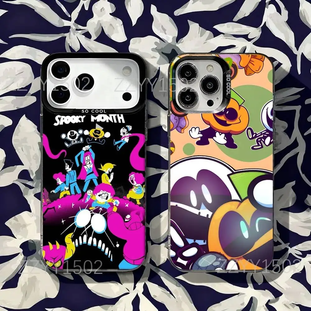 

S-SpookyS M-MonthS Phone Case For iPhone 17,16,15,14,13,12,X,8,Pro,Max,Plus,SE4,Air,Mini HD Black IMD Matte