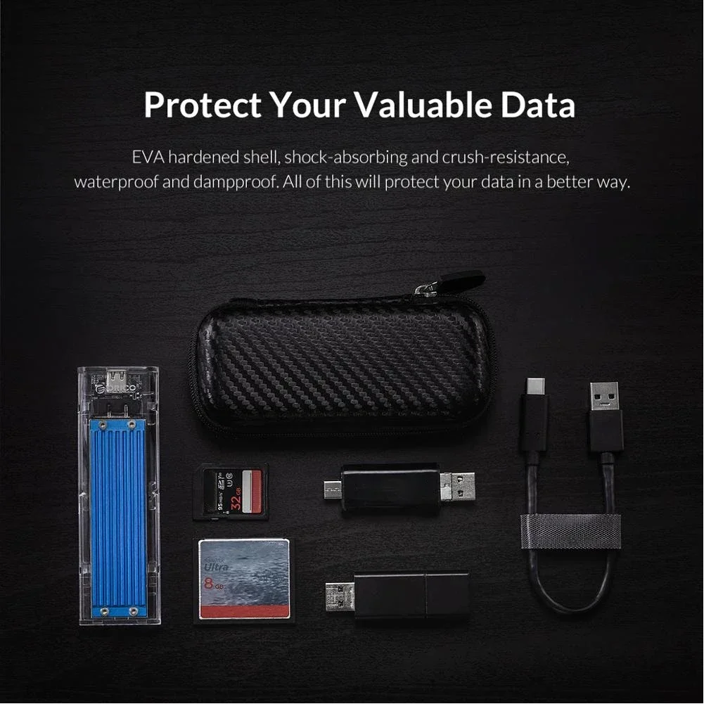 Custodia per disco rigido M.2 da 1-5 pezzi EVA SSD portatile custodia protettiva impermeabile custodia multifunzione per alimentazione Mobile custodia in EVA
