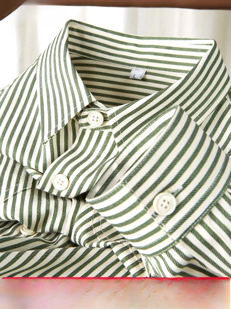 

Spring Season Men's Long Sve Striped Cotton irt Loose Fit Faionable Trendy Youthful Sle Casual Wear Waed Fini