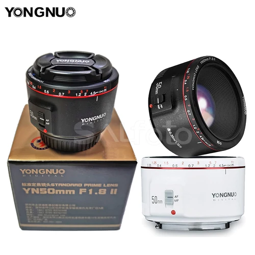 Imagen 1 del producto YONGNUO yn50 mm F1.8 II lente principal estándar, gran apertura brillante AF MF 50mm, enfoque automático EF, montaje de Metal para cámara Canon DSLR